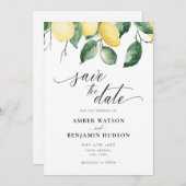 イエローガーデンサマーレモンの日付カードを保存 招待状 (正面/裏面)