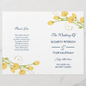 イエローガーデンバラとネイビー文字結婚式プログラム (正面)