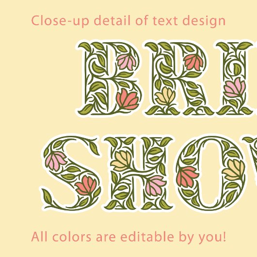 イエローガーデンパーティーブライダルシャワー招待 招待状