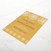 イエローガーデンヒマモダンワラ結婚フローラ 箔招待状 (回転した状態)