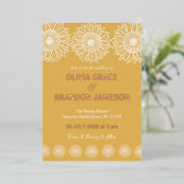 イエローガーデンヒマモダンワラ結婚フローラ 箔招待状 (立ち正面)