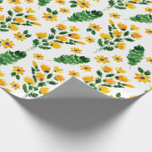 イエローガーデンフラワーウォーターの色のパターン ラッピングペーパー (角)