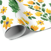 イエローガーデンフラワーウォーターの色のパターン ラッピングペーパー (ロールコーナー)