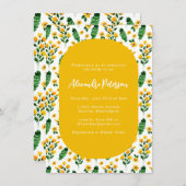 イエローガーデンフラワーウォーターカラーブライダルシャワー 招待状 (正面/裏面)