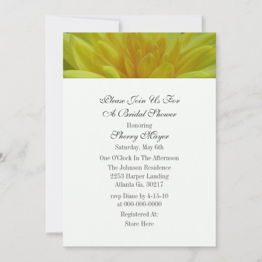 イエローガーデンムシャワー招待状 招待状 (正面)