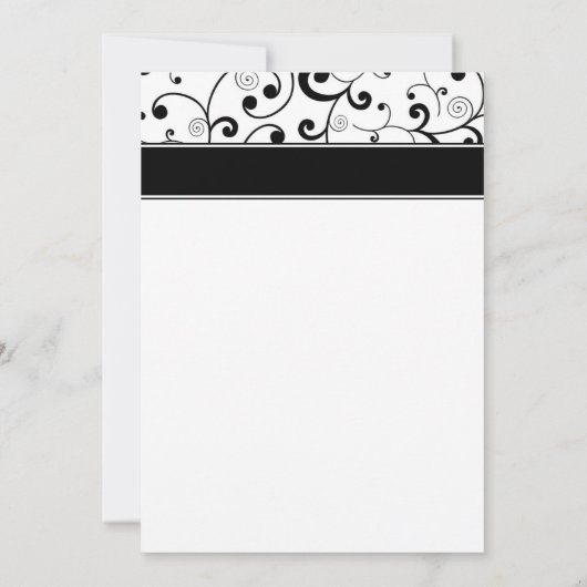 イエローガーベラデイジーブラックスクロールブライダルシャワー 招待状 (裏面)