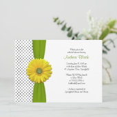 イエローガーベラデイジー水玉模様ブライダルシャワー 招待状 (スタンド正面)