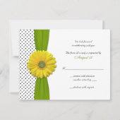 イエローガーベラデイジー水玉模様返信カード 出欠カード (正面)