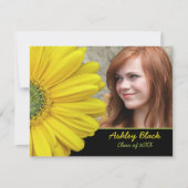 イエローガーベラデイジー花写真卒業 招待状 (正面)