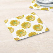 イエローガーベラデイジー スクエアペーパーコースター (アングル)