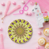 イエローキクラフラワーパープル抽象芸術 ペーパープレート (パーティー)