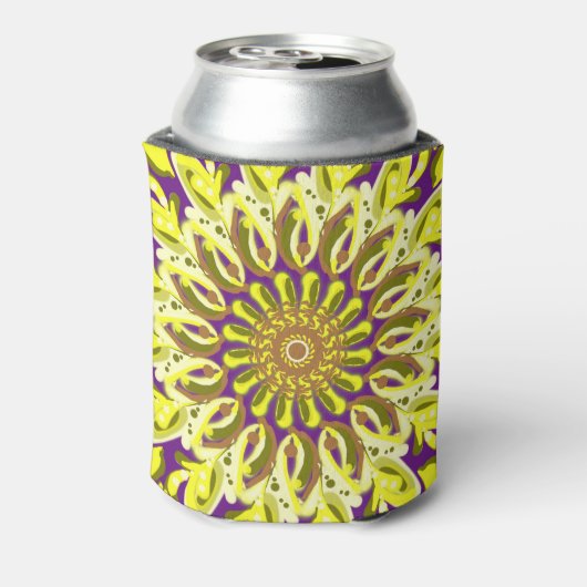 イエローキクラフラワーパープル抽象芸術 缶クーラー (缶裏面)