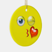 イエローキス絵文字名前をカスタムする セラミックオーナメント (右)