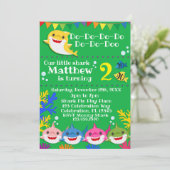 イエローキッズシャークグリーン誕生日 招待状 (スタンド正面)