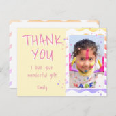 イエローキッズフォトガール誕生日ありがとう ポストカード (正面/裏面)