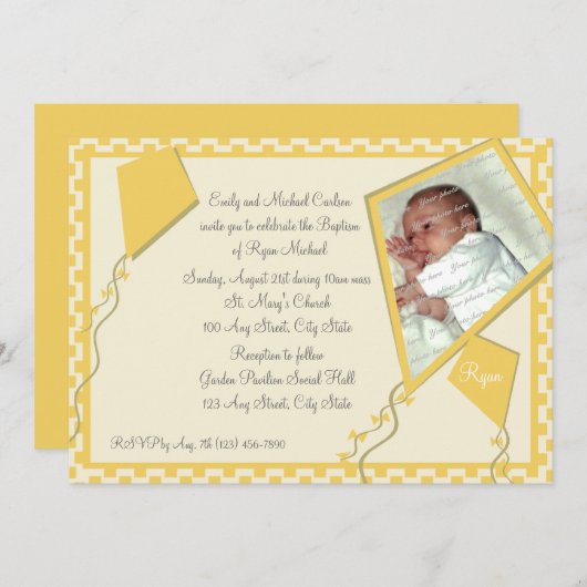 イエローキテス写真/バプテスマ 招待状 (正面/裏面)
