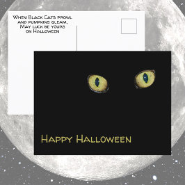 イエローキャットの目 ハッピーハロウィン 写真 ブラック ポストカード