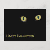 イエローキャットの目 ハッピーハロウィン 写真 ブラック ポストカード (正面)