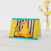 イエローキャット付きグリーティングカードデザイン カード (黄色い花)