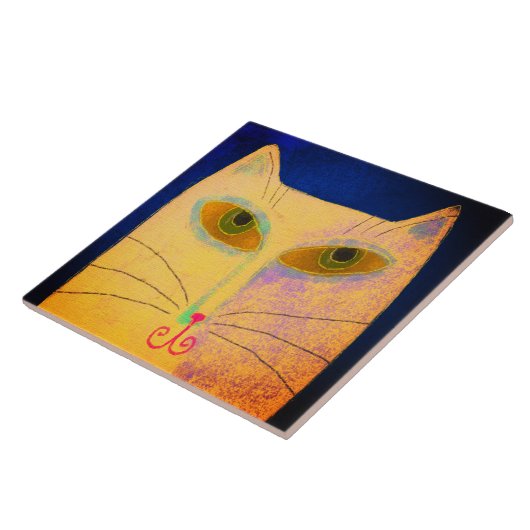 イエローキャット抽象芸術デジ絵画タル タイル (側面)