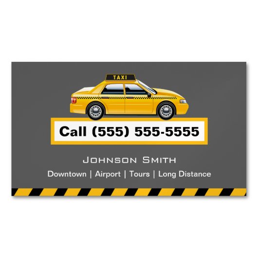 イエローキャップタクシードライバー 運転手 マグネット名刺 (正面)