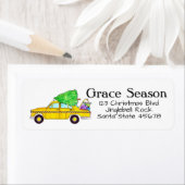 イエローキャブタクシークリスマスギフトホリデーメール ラベル (インサイチュ)