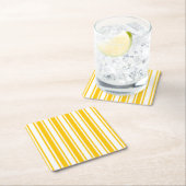 イエローキャンディストライプー スクエアペーパーコースター (インサイチュ)