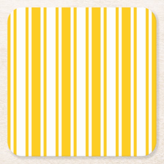イエローキャンディストライプー スクエアペーパーコースター (正面)
