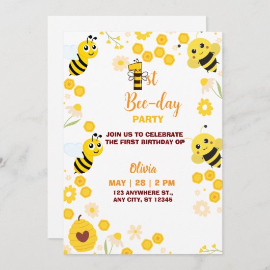 イエローキュートビー子供の誕生日 シーズンカード (正面/裏面)