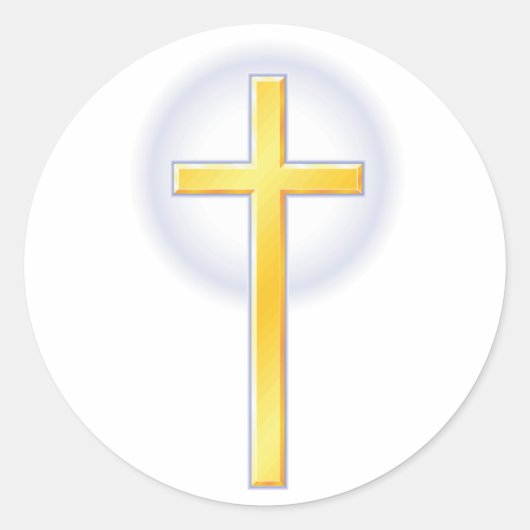 イエローキリスト教十字架 ラウンドシール (正面)