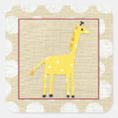 イエローキリンと白水玉模様 スクエアシール (正面)