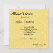 イエローキリンプリントベビーシャワー招待状 招待状 (裏面)