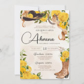 イエローキンセアニェラバラヴィンテージシャーロウェスタン 招待状 (正面)