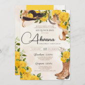 イエローキンセアニェラバラヴィンテージシャーロウェスタン 招待状 (正面/裏面)