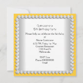 イエローキンセアニェラ15thティアラ誕生日パーティー 招待状 (裏面)