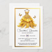 イエローキンセアニラ金ゴールド蝶エレガント 招待状 (正面/裏面)