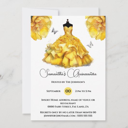 イエローキンセニェラの球根の牡丹フローラ花 招待状 (正面)