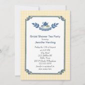 イエローギンガムブライダルシャワーティーパーティの招待状 招待状 (正面)