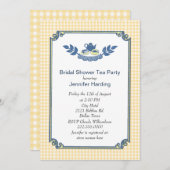イエローギンガムブライダルシャワーティーパーティの招待状 招待状 (正面/裏面)
