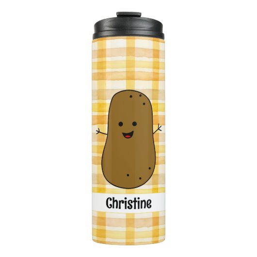 イエローギンガムブラウンポテトカスタムポテト熱タンブラー タンブラー (正面)