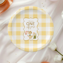 イエローギンガム・シリーガチョウ 1歳の誕生日 ペーパープレート