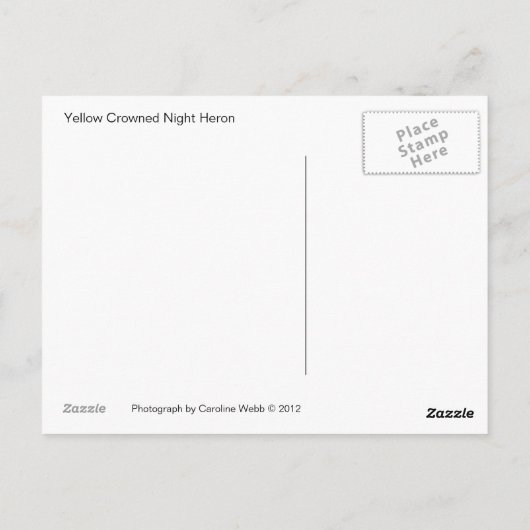 イエロークラウンナイトサギンはがき ポストカード (裏面)