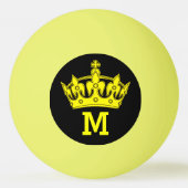 イエロークラウンモノグラムパーソナライズされた 卓球ボール (正面)