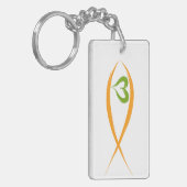 イエロークリスチャンの魚と緑のハートキーチェーン キーホルダー (正面左)