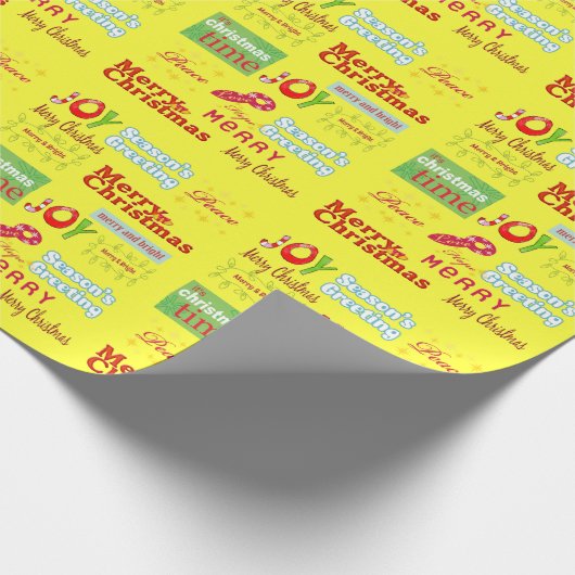 イエロークリスマスシーズンのグリーティングラッピング紙 ラッピングペーパー (角)