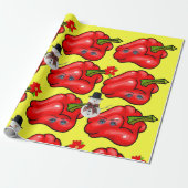 イエロークリスマスレッドピーパーラッピング紙 ラッピングペーパー (アンロールド)