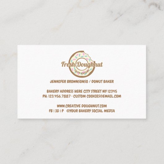 イエロークリームドーナツスウィートクッキー 名刺 (裏面)