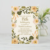 イエロークリームフローラグリーンリー18誕生日 招待状 (スタンド正面)