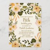 イエロークリームフローラグリーンリー18誕生日 招待状 (正面/裏面)