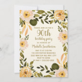 イエロークリームフローラグリーンリー90誕生日 招待状 (正面)